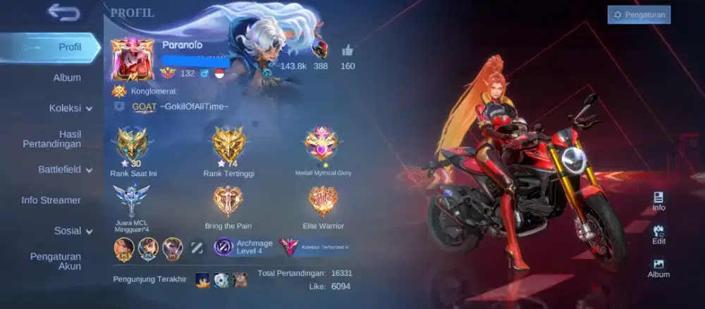 Akun ML Mobile Legends Pribadi