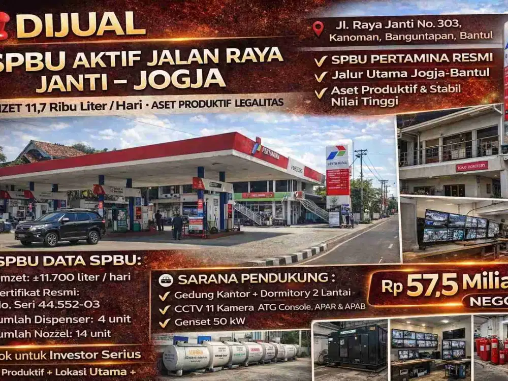 DIJUAL SPBU AKTIF JALAN RAYA JANTI – OMZET TINGGI, LEGAL LENGKAP