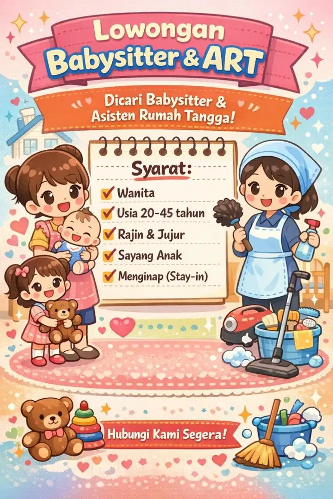 Dibutuhkan babysitter/art