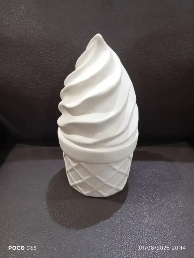 White ice cream cone decorative ceramic