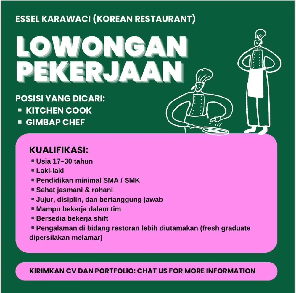LOWONGAN KERJA - RESTORAN KOREA