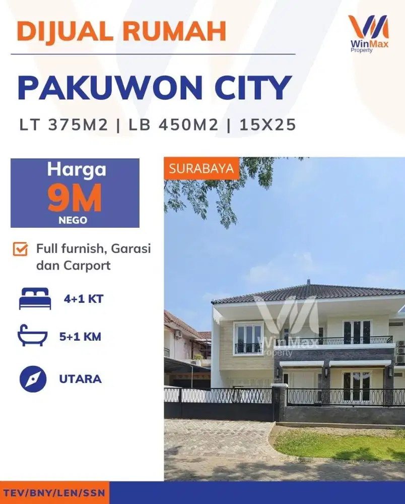 Dijual rumah full furnished cluster depan pakuwon city surabaya timur
