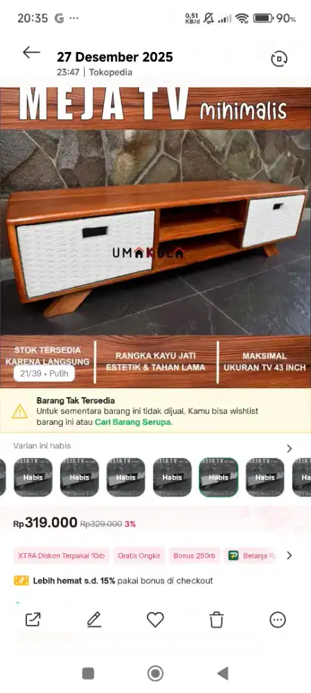 Meja TV bisa untuk 43Inch