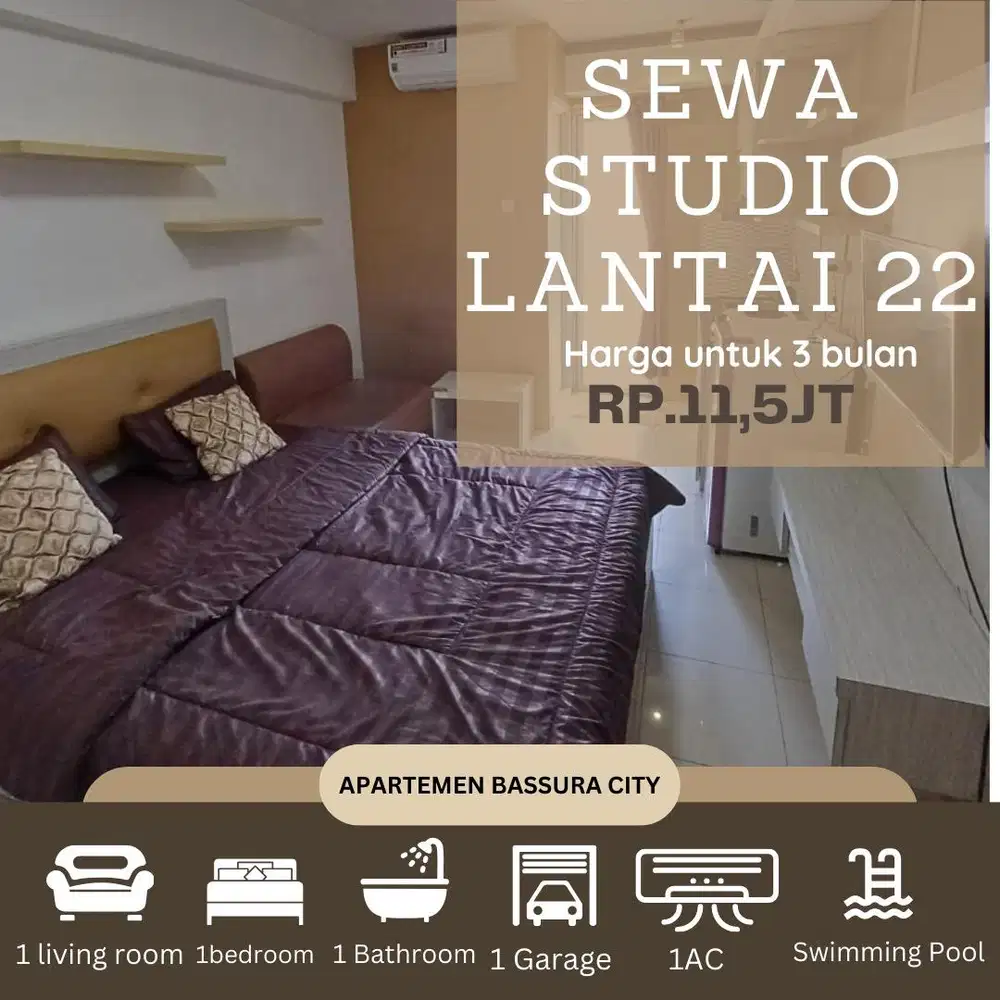 sewa studio full furnished atas mall apartemen bassura city