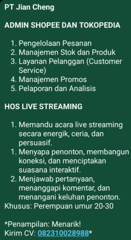 Admin Dan Hos Live streaming