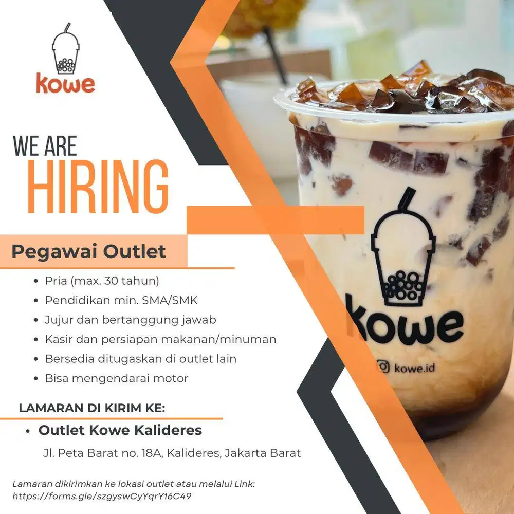 Lowongan pegawai outlet untuk Restoran Kowe