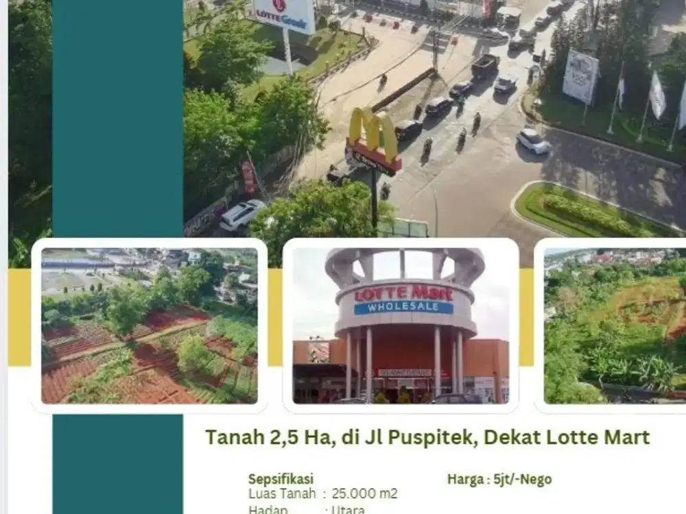 tanah strategis di jalan puspitek, lotte mart, Kota Tangerang Selatan