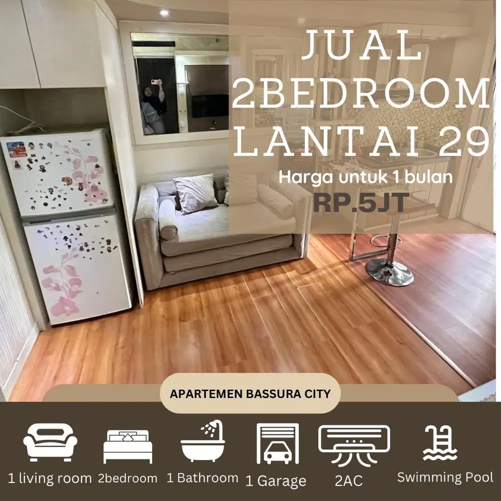 sewa 2 kamar full furnished dekat mall apartemen bassura city