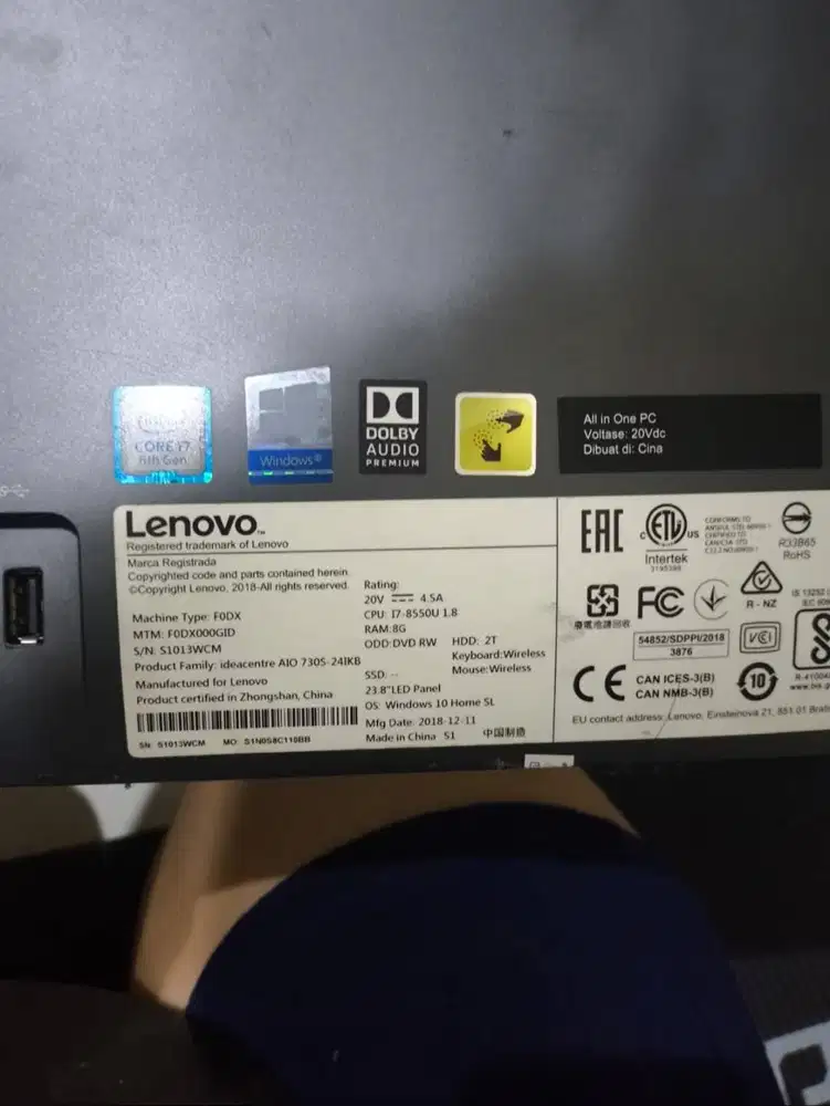Lenovo All in one PC F0DX i7 8th Gen