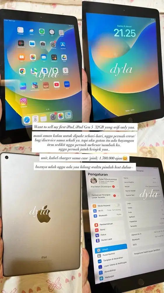 Dijual iPad gen 5 pemakaian aku pribadi