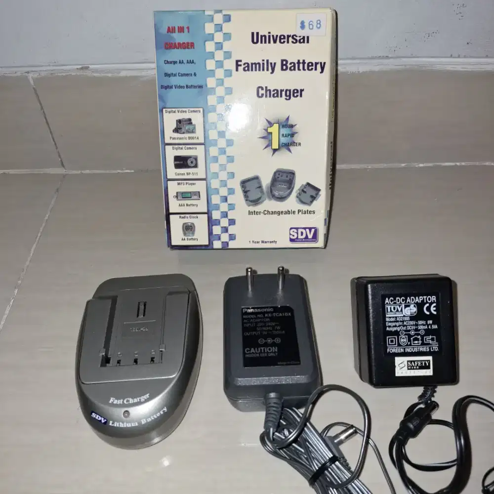 Universal Family Battery Charger + 2 Adaptor HP Handycam Camera