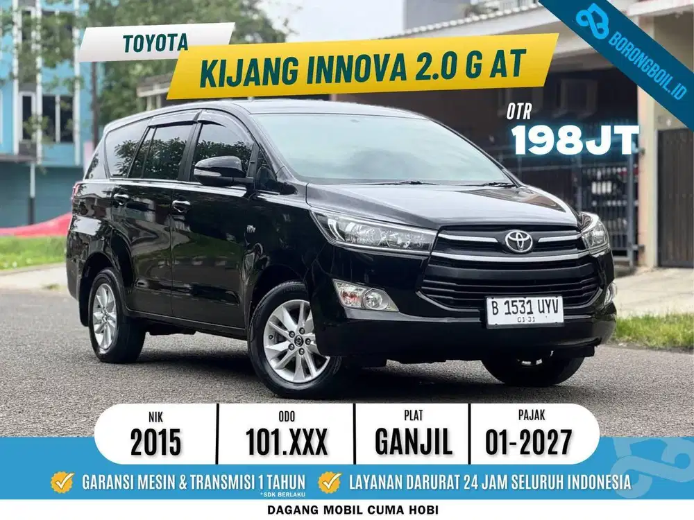 TOYOTA KIJANG INNOVA G 2.0 MATIC 2015 HITAM PAJAK PANJNG ISTIMEWA