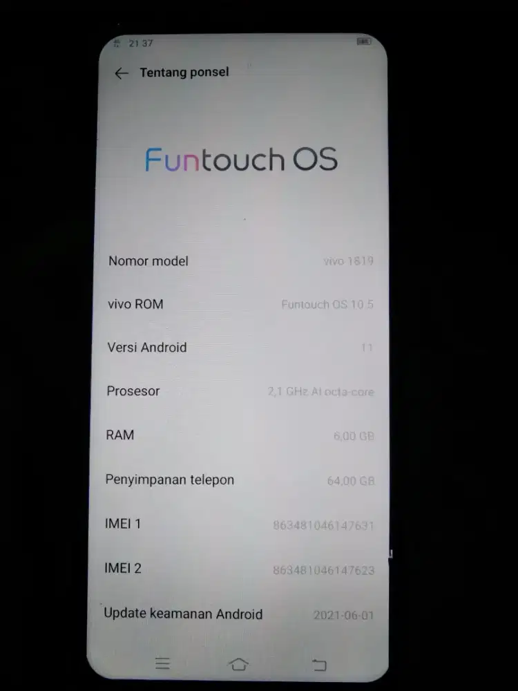 VIVO V15 RAM 6/64 MINUS KAMERA DEPAN EROR