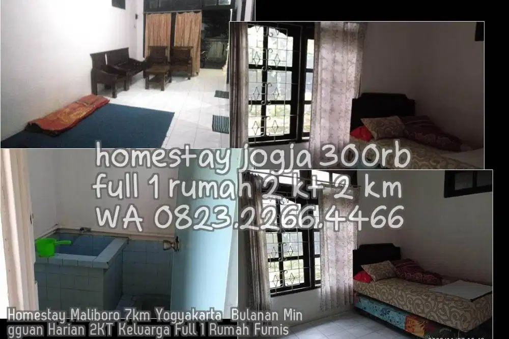 Homestay Maliboro 7km Yogyakarta  Bulanan Mingguan Harian 2KT Keluarga