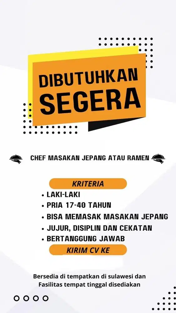 Dibutuhkan cheff