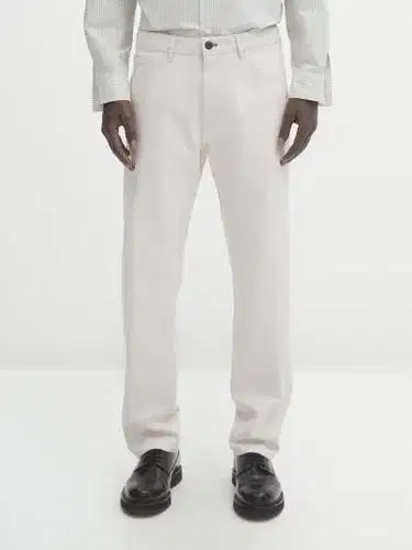 MASSIMO DUTTI PANTS DENIM PATCH LEATHER