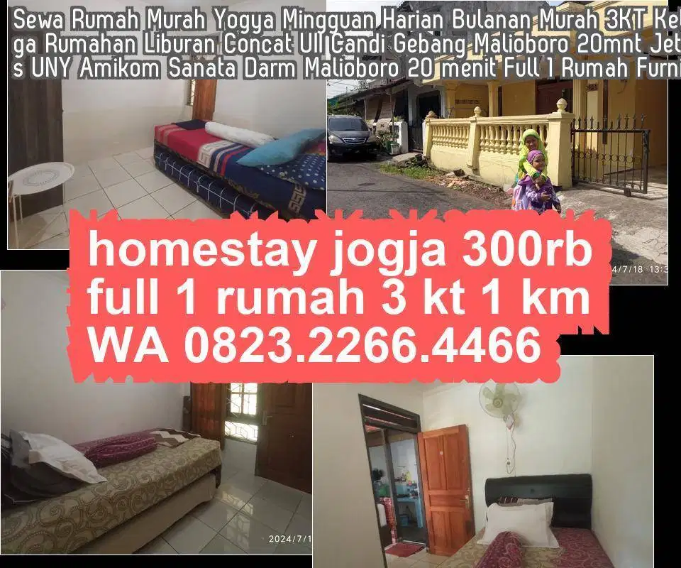 Homestay Wisuda UNY Yogya Murah Rumahan 3KT Co Mingguan Bulanan Harian