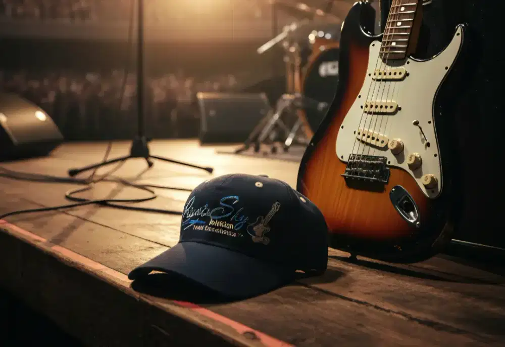 Topi Logo Pesawat Jet dan Gitar Fender Otto Original Second Warna Navy
