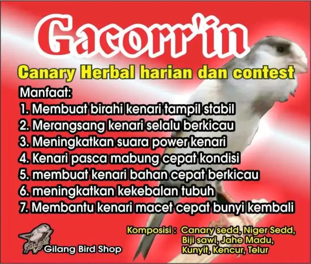 Pakan kenari Racikan Gacorrin
