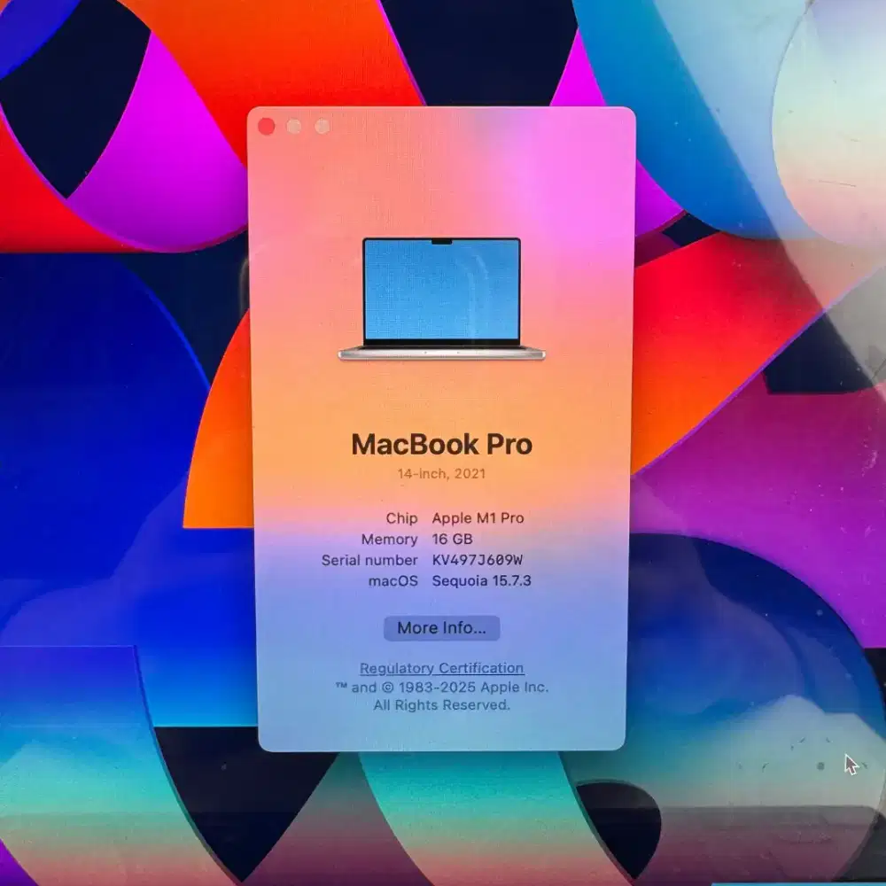 Macbook M1 pro 14 inch Ram 16 Ssd 1 Tb Silver desain editing Ibox