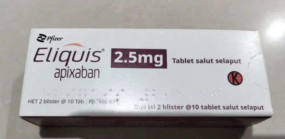 Eliquis (apixaban) 2.5mg Anti Koagulan Pengencer Darah