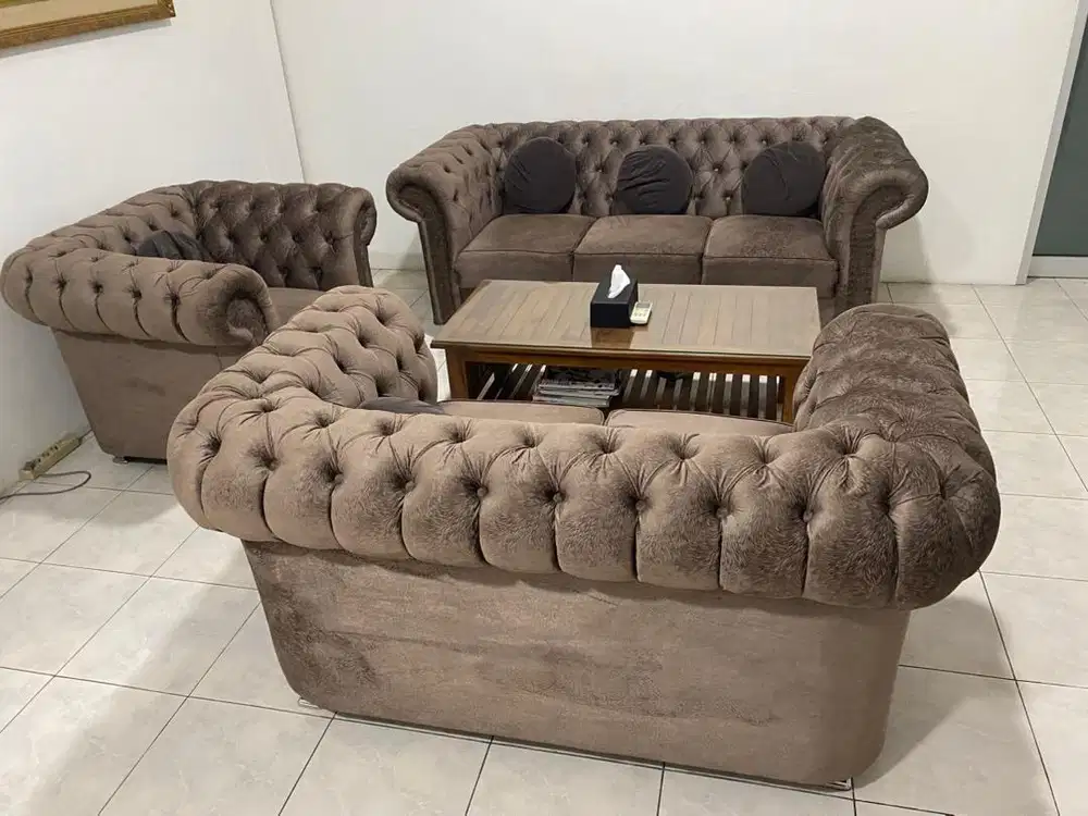 Sofa Chesterfield Set Mewah