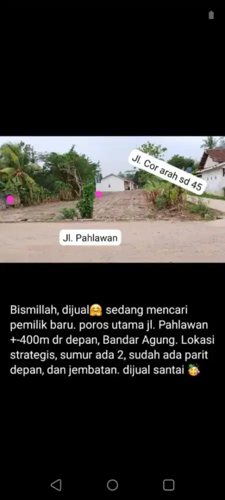 Jual Tanah Strategis di Bandar Agung