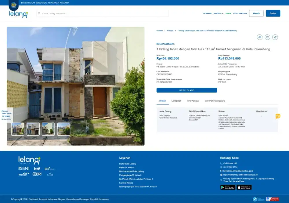 Rumah lelang Kpknl palembang