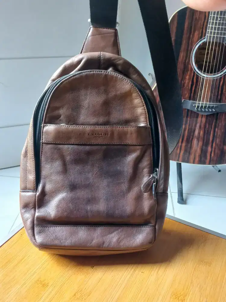 Tas Coach Cross body Brown Leather Original
