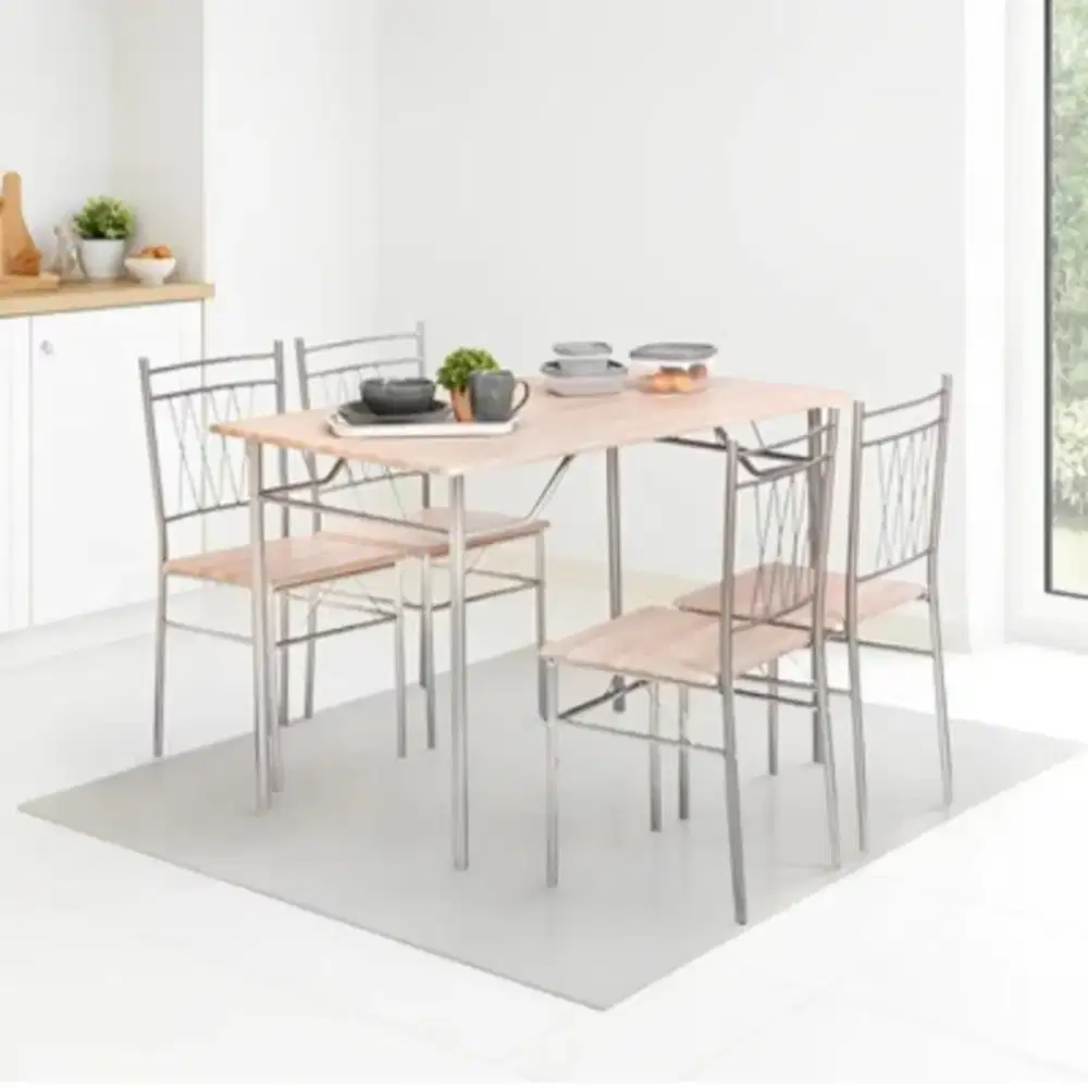 Selma Harold Set Meja Makan 4 Kursi - Silver