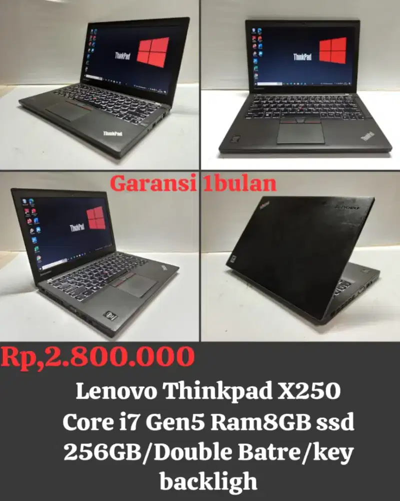 Lenovo Thinkpad X250 Core i7 Gen5/8GB/256GB/Double Batre/key backligh