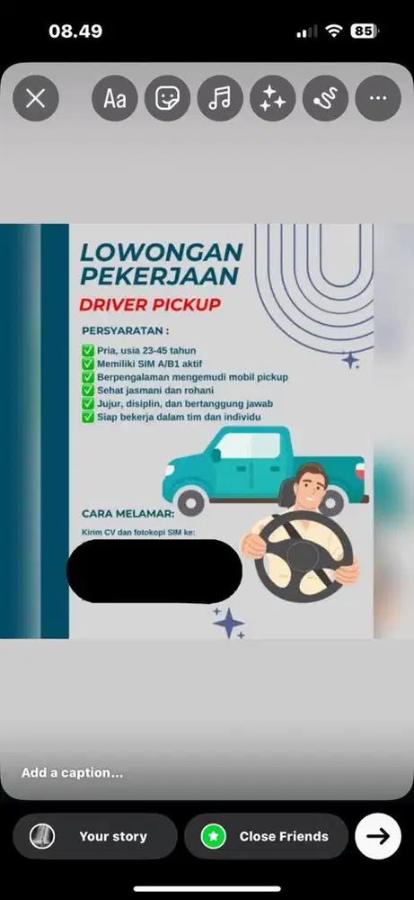 Di butuhkan supir&kernet