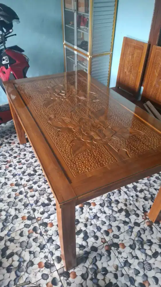 MEJA MAKAN KAYU JATI ASLI