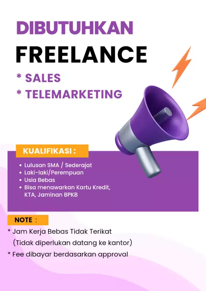 DIBUTUHKAN MARKETING FREELANCE