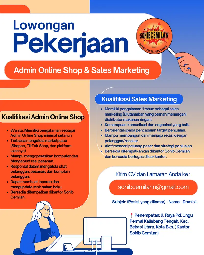 Lowongan Kerja Admin Online Shop & Sales Marketing
