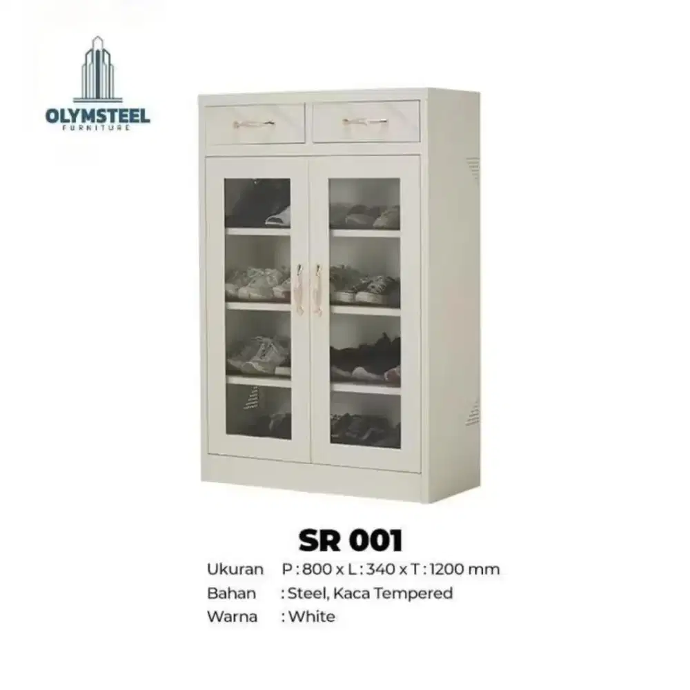 Lemari sepatu bahan besi plat