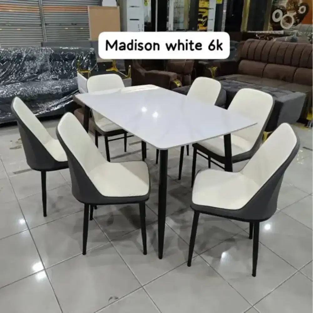meja makan bahan marmer 6 kursi
