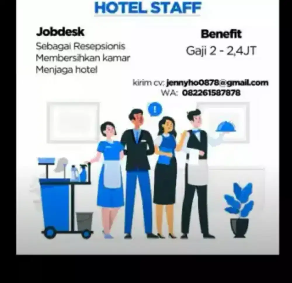 Lowongan kerja Cleaning Service Hotel