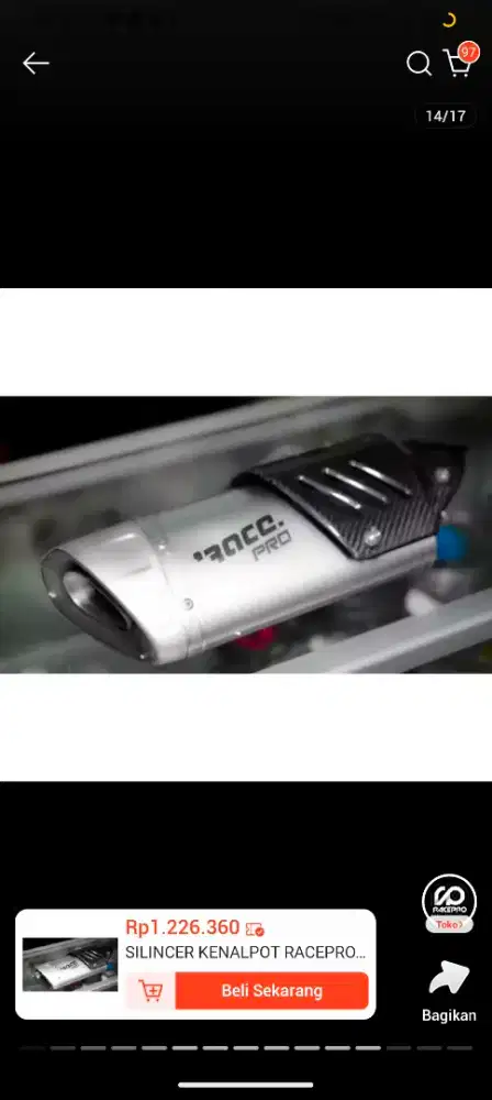 Knalpot Racepro GP V1 Original - Like New (Cuma 2x Pakai) - Mulus