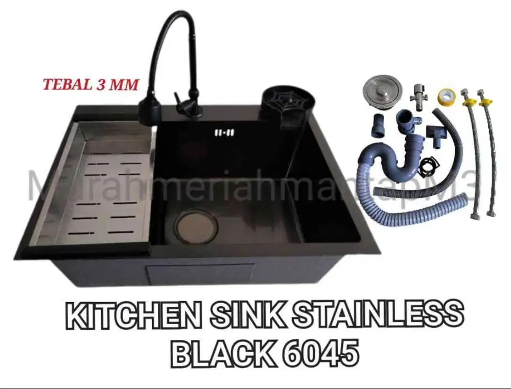 KITCHEN SINK STAINLESS STEEL SANVERO 6045 BLACK / BAK CUCI PIRING