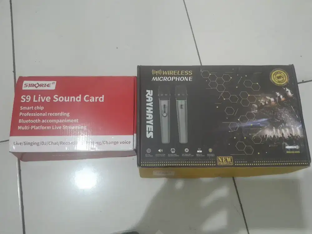Soundcard siborie S9 dan microphone wireles Rayheyes RG-X35