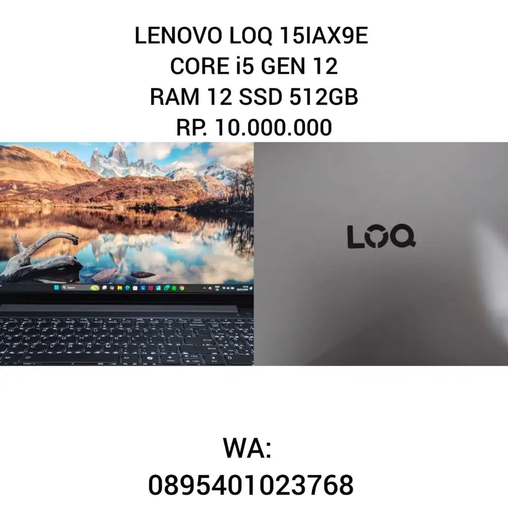 LENOVO LOQ 15IAX9E | CORE i5 GEN 12 | RAM 12/512GB