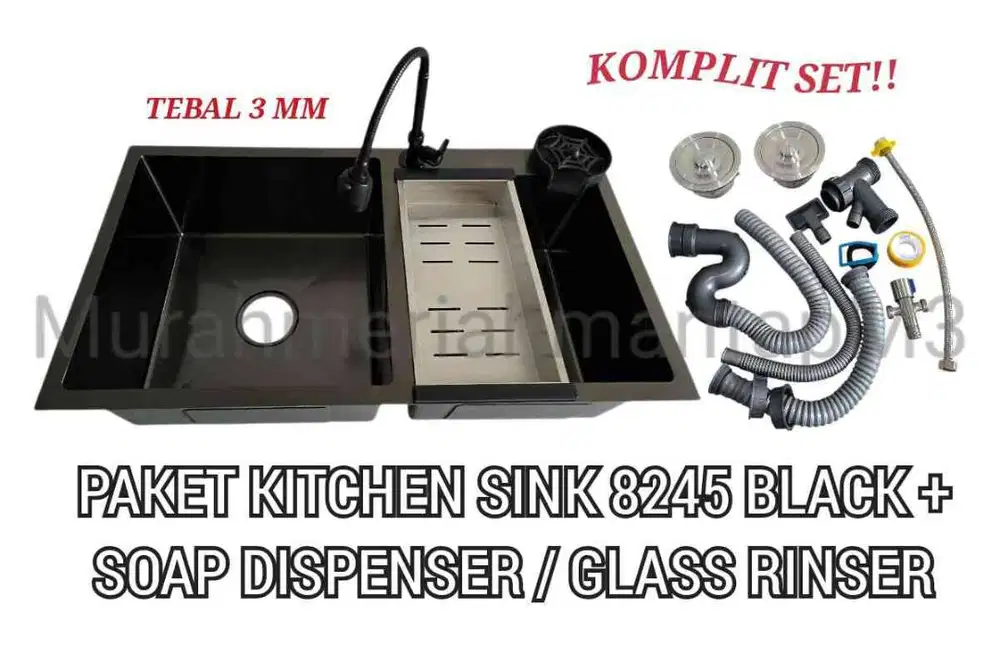KITCHEN SINK STAINLESS STEEL SANVERO  8245 BLACK  / BAK CUCI PIRING