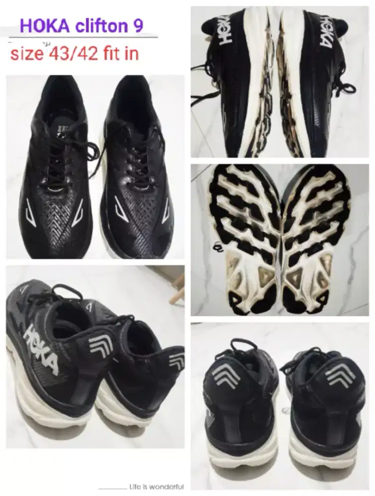 Sepatu running Hoka clifton 9 made vietnam 43/42 fit jrg pake