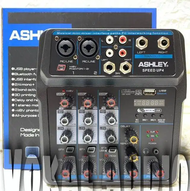 Mixer 4 Chanel Ashley Speed Up 4 Effect Delay - USB - Bluetooth