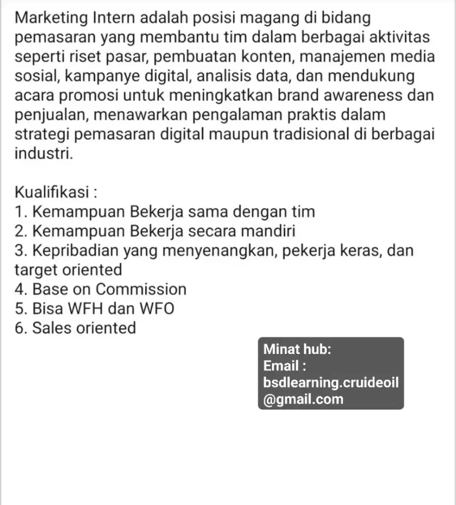 LOKER MARKETING INTERN
