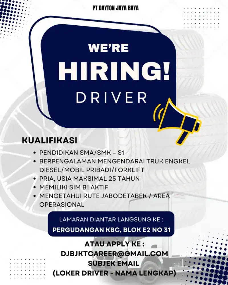 DIBUTUHKAN DRIVER, SEGERA