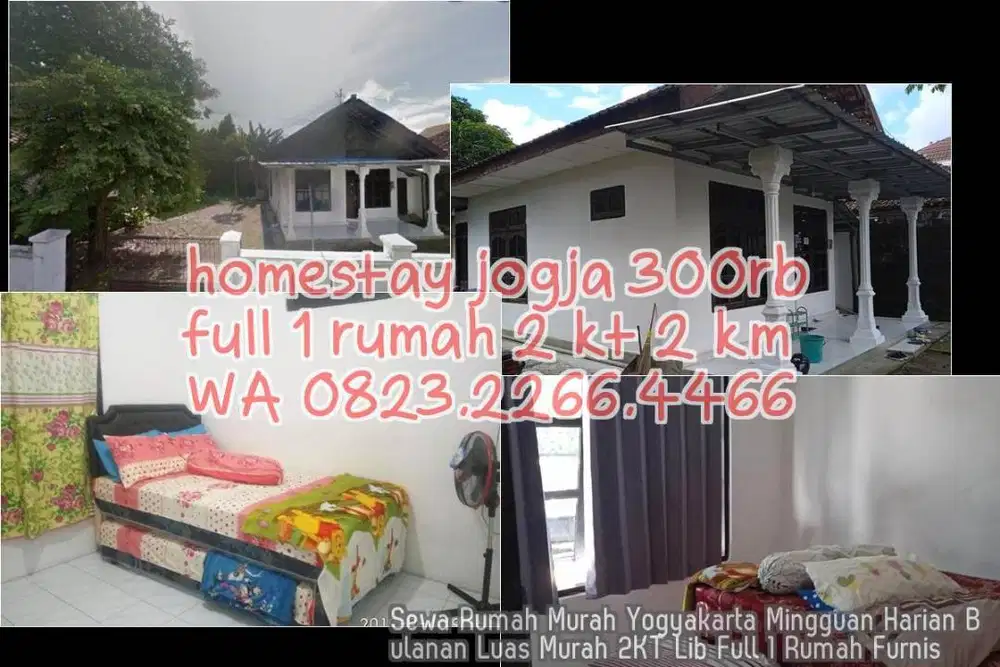 Sewa Rumah Murah Yogyakarta Mingguan Harian Bulanan Luas Murah 2KT Lib