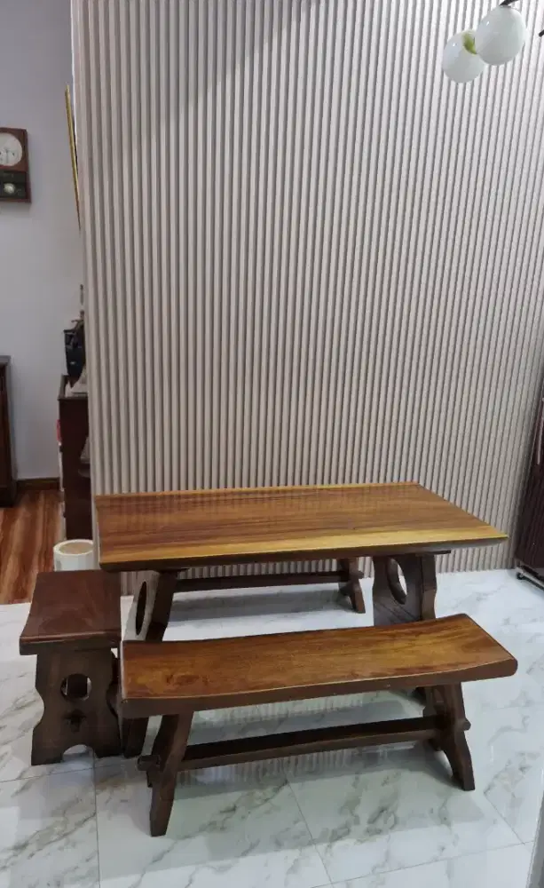 JUAL MEJA MAKAN KAYU TREMBESI SET