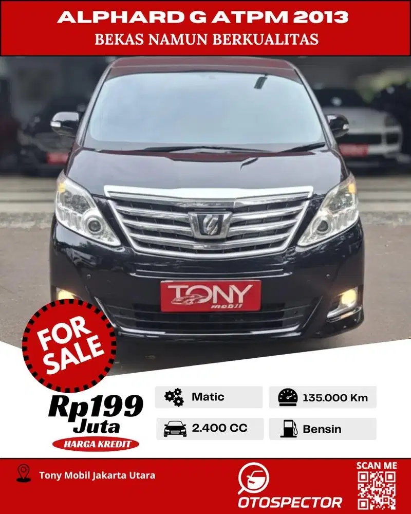 #Tony Mobil # Toyota Alphard 2.4 G ATPM 2013 Hitam